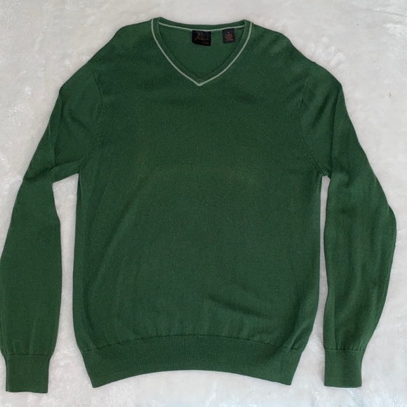 Men's green v-neck sweater - Picture 1 of 5